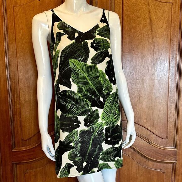 TOPSHOP Dress Palm Print Slip Dress Tropical Size 2P • BLOGGER FAVORITE • - Picture 9 of 14